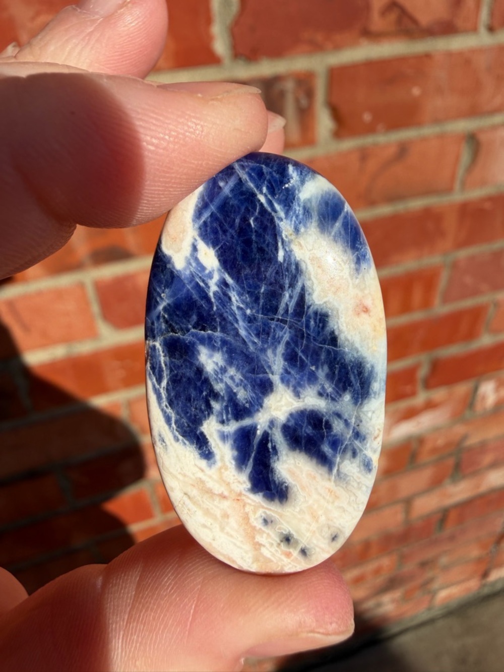 Blue & White Sodalite Oval Stone Cabochon #6